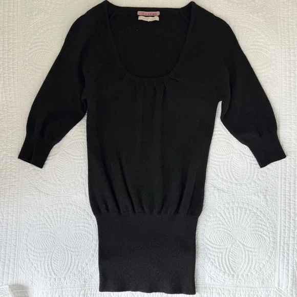 Velvet 100% Cashmere Black Tunic Sweater 3/4 Sleeve Size Small - Picture 3 of 5
